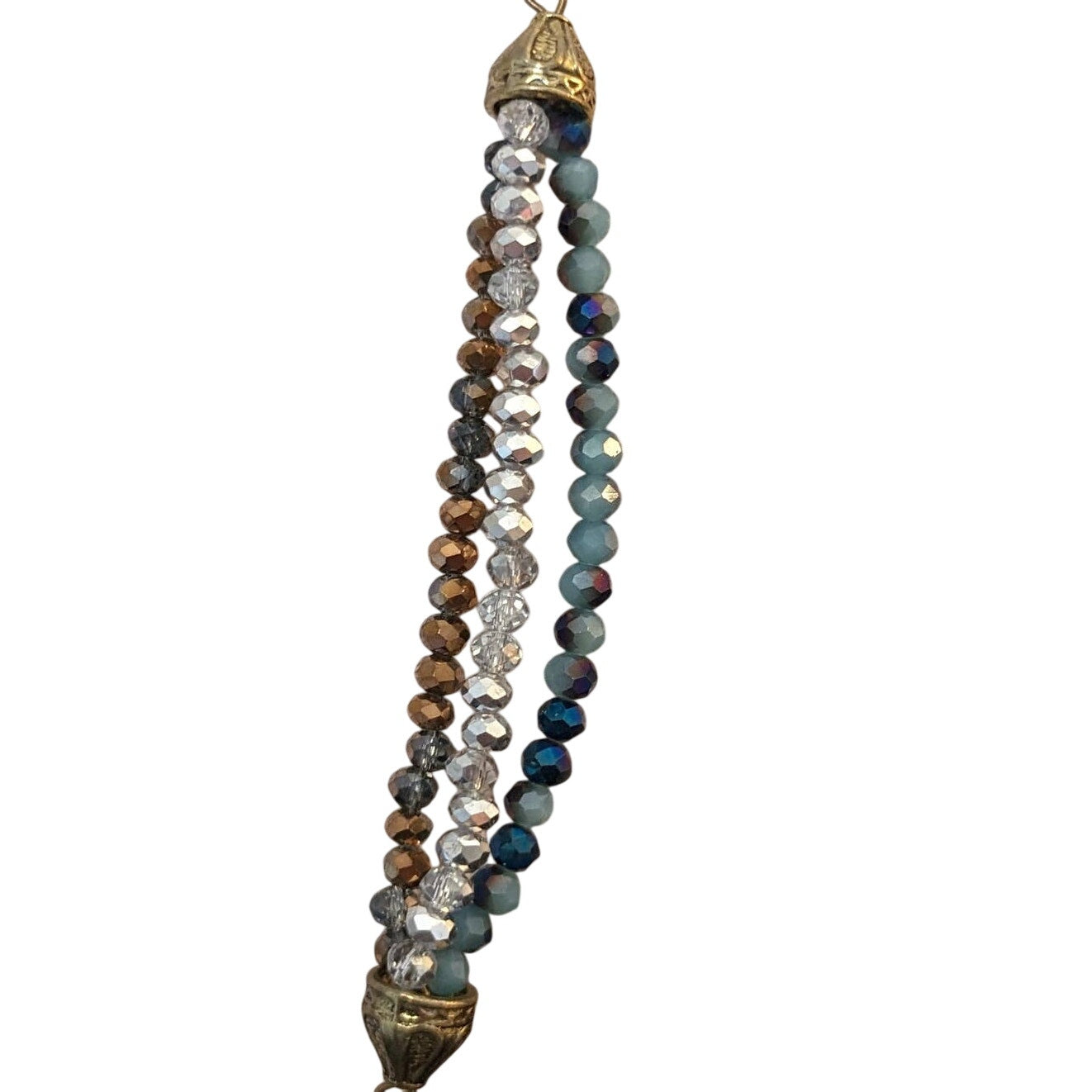 Gold Tone Beaded Multi-Color Tassel 30" Chain Necklace