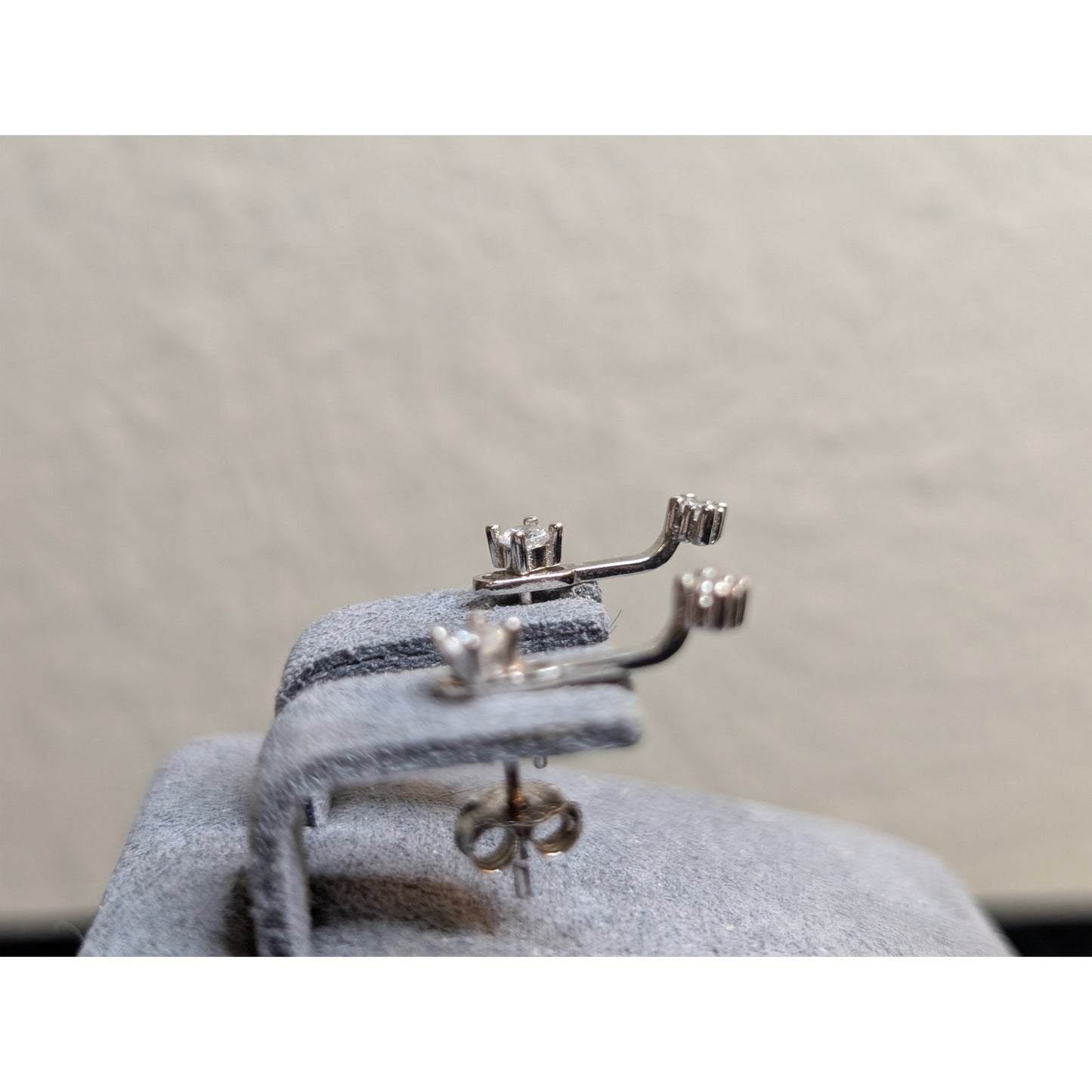 925 Sterling Silver Two Earrings in One CZ Stud W/ Attachment