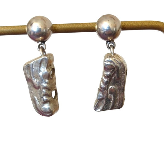 Silver Tone Tennis Shoe Post Dangle Earrings
