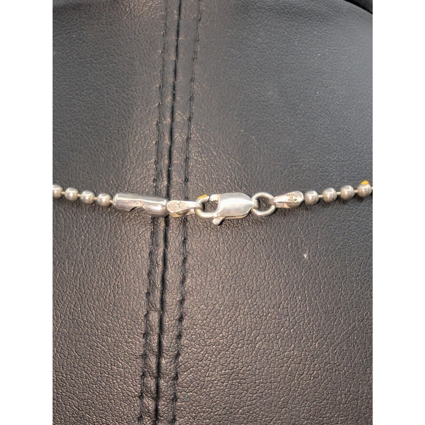 Vintage 925 Sterling Silver Two Bead Bead Ball 24" Chain Necklace