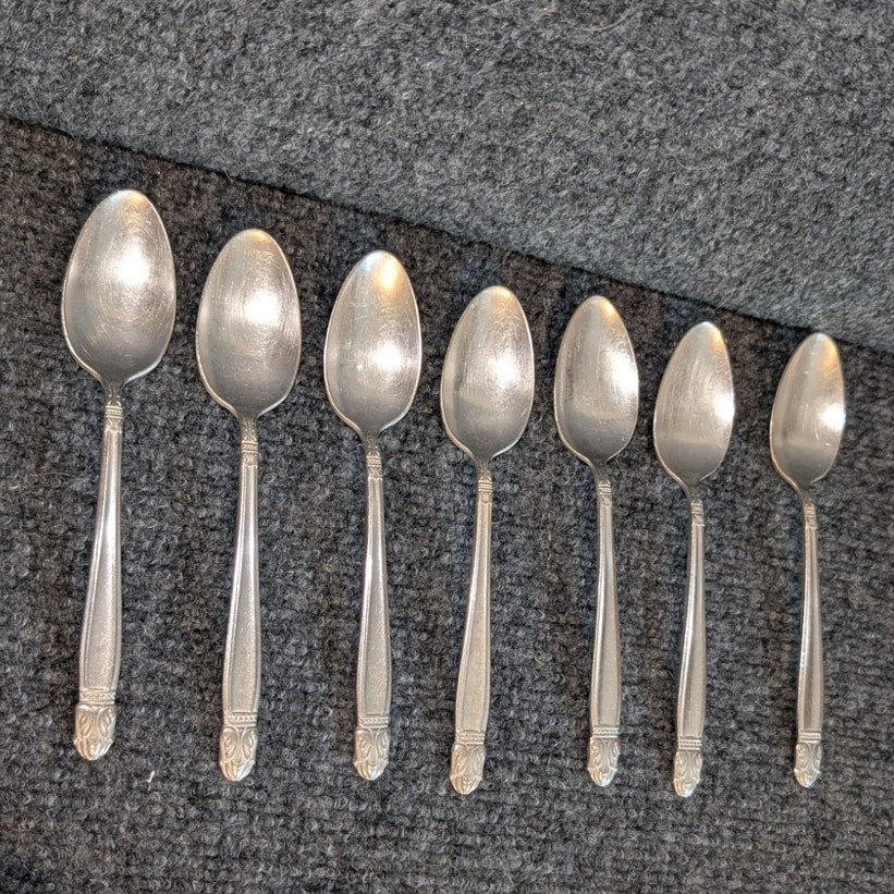 VTG Holmes & Edwards Inlaid IS Danish Princess Pattern 7 Pc Spoon Lot