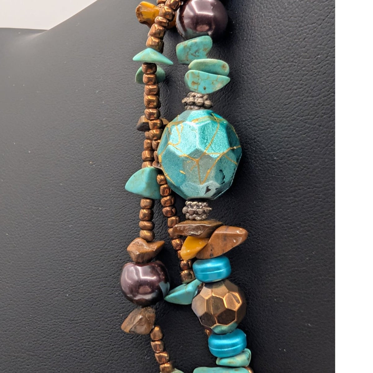 Multi-Strand Boho-Style Southwestern Statement Beaded 15.5"-19" Necklace