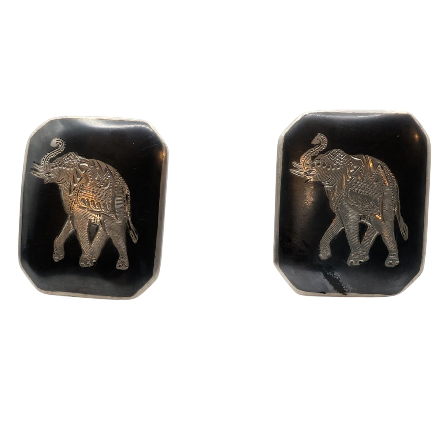 Vintage Sterling Silver Siam Elephant Cuff Links