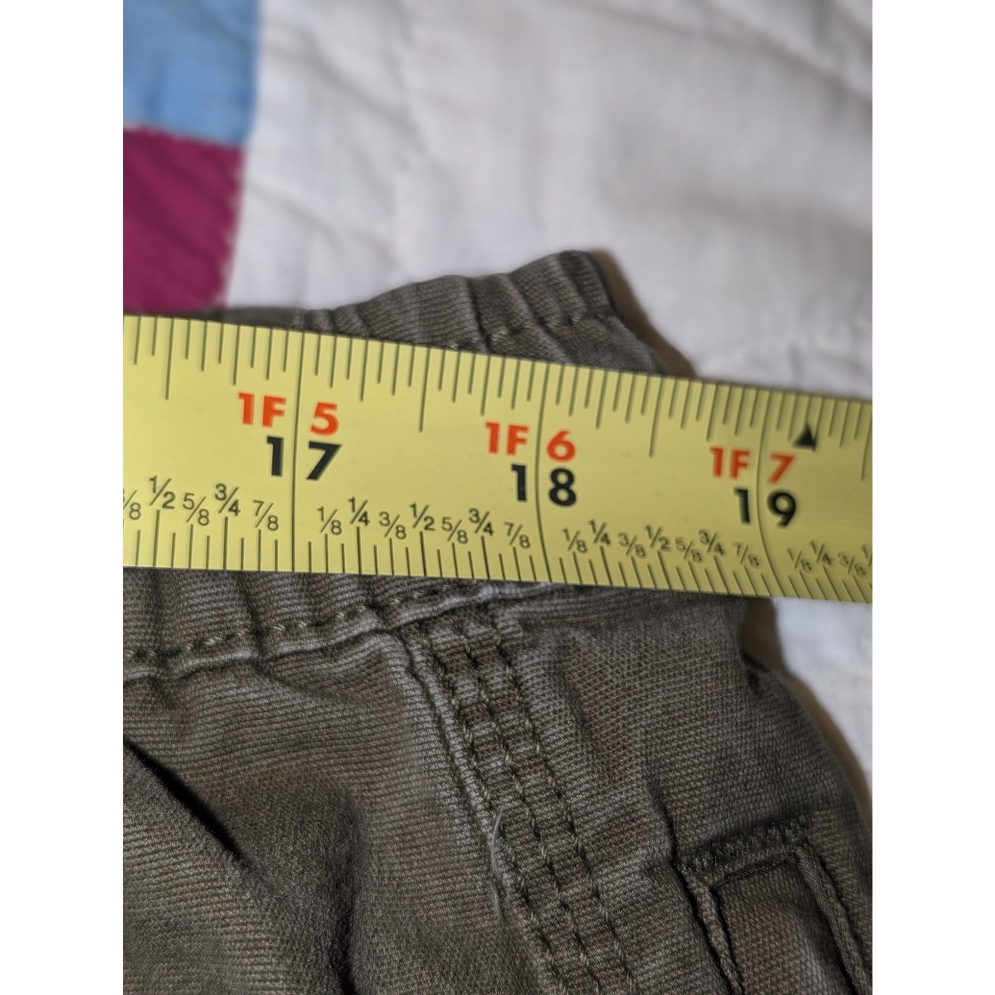 Denim Co. Cuffed Cargo Olive Green Elastic Drawstring Waist Canvas Jean Size XL