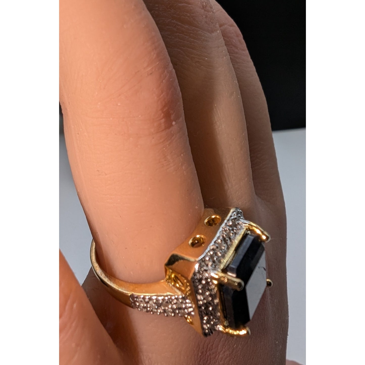 925 Sterling Vermeil Sapphire & Diamond Ring Size 7