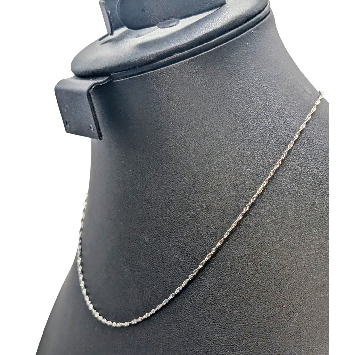 Tested 14K White Gold Italian Twisted Delicate 18" Chain Necklace