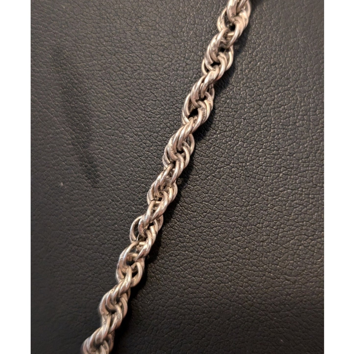 40s Sterling MOP Baby Teething Ring Mary Little Lamb Bell 26" Antique Rope Chain