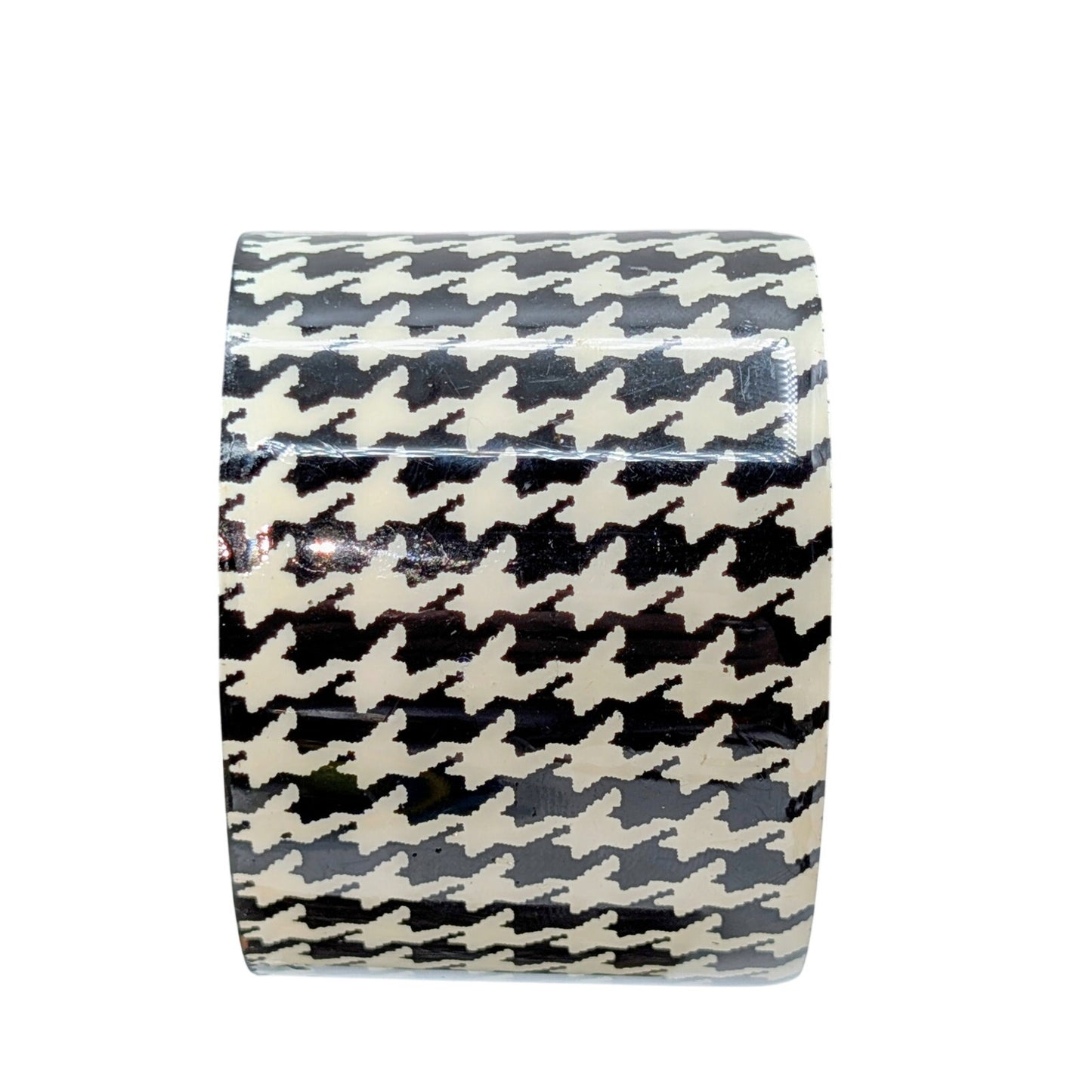 Black & White Houndstooth Wide Metal Cuff Bracelet