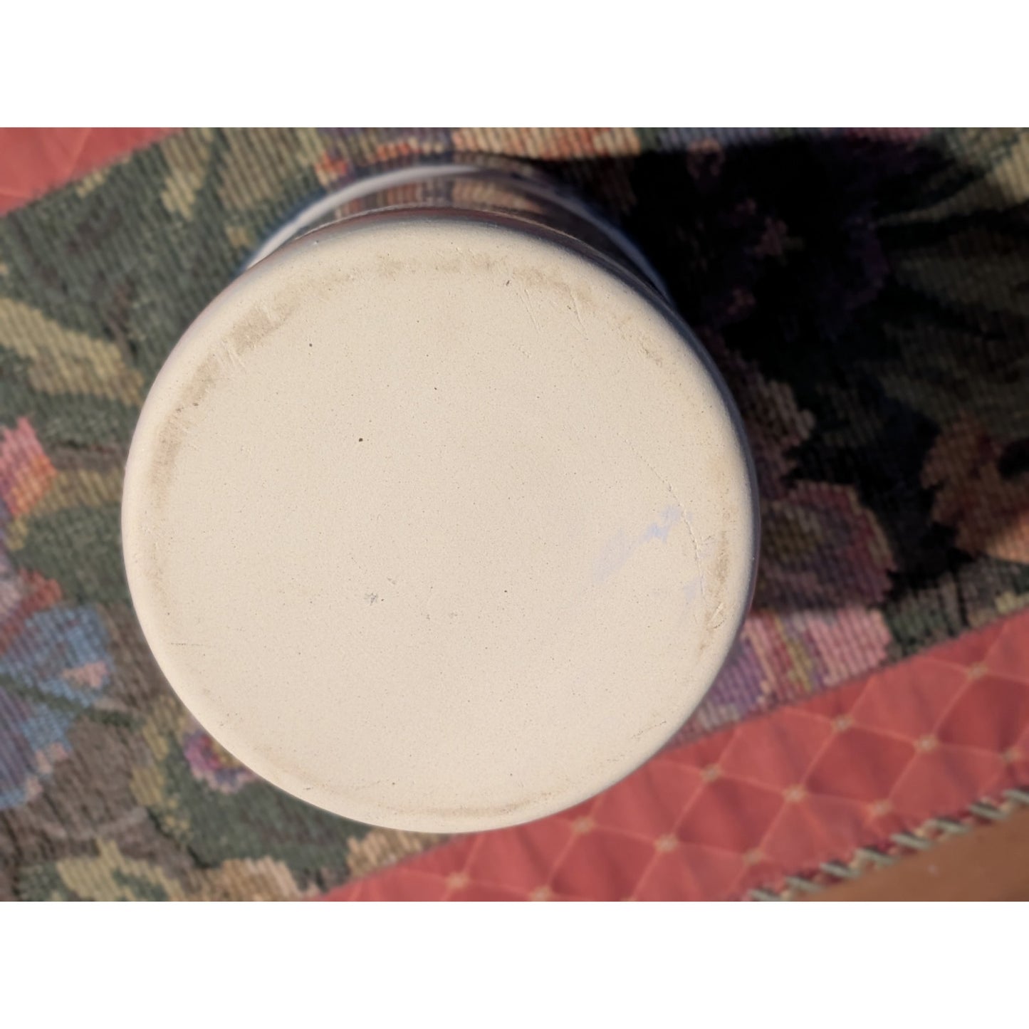 Heavy Blue Green Unsigned Spongeware Pottery Crock