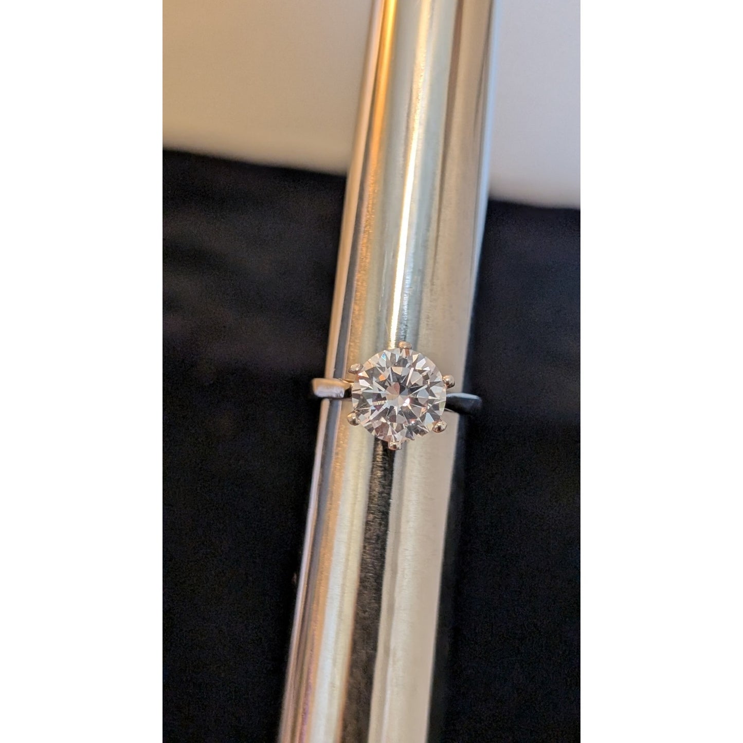 Six Prong Large CZ Solitaire 925 Sterling Silver Engagement Ring Size 4.75