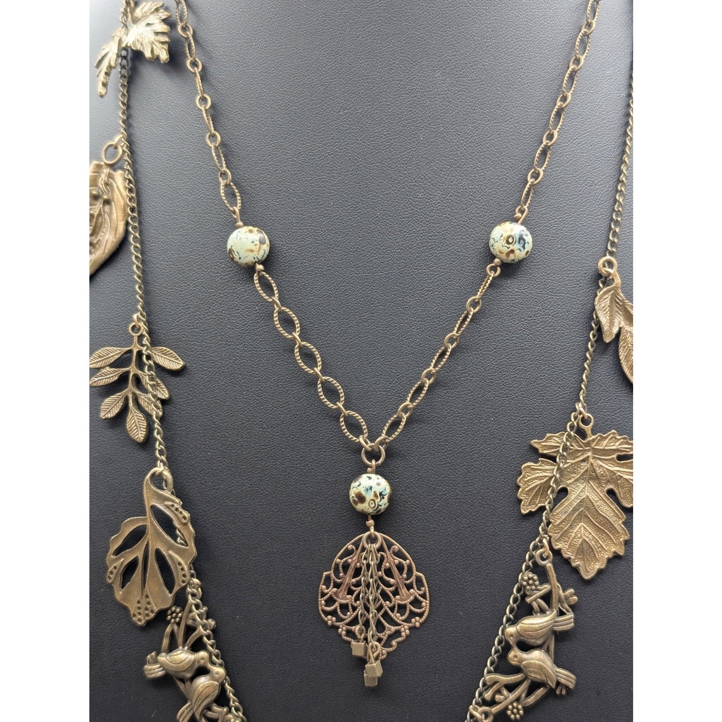 Jet'aime VTG Brass Necklace & Made to Look Antique Filigree Pendant Necklace Lot