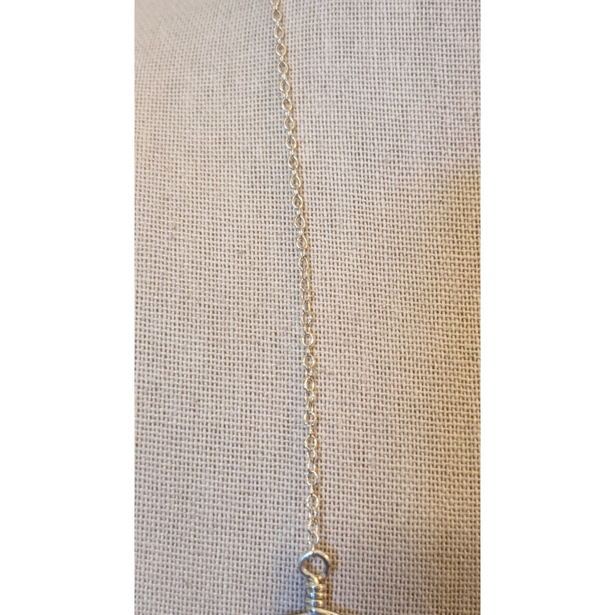 1.25" Medium Silver Forged Double Circle 18" Lariat Necklace