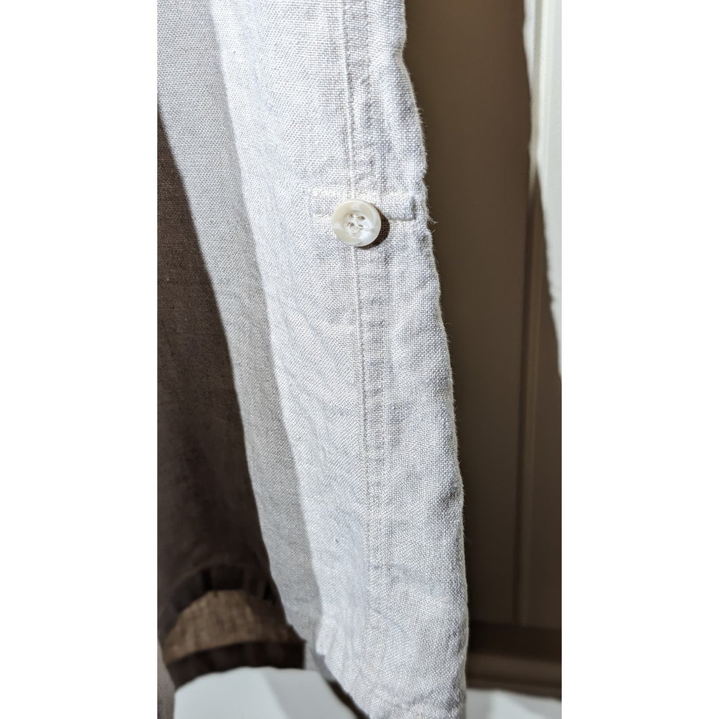 Charter Club Allison Fit Cropped 100% Linen Ecru Roll Tab Pant Womens Sz 18W