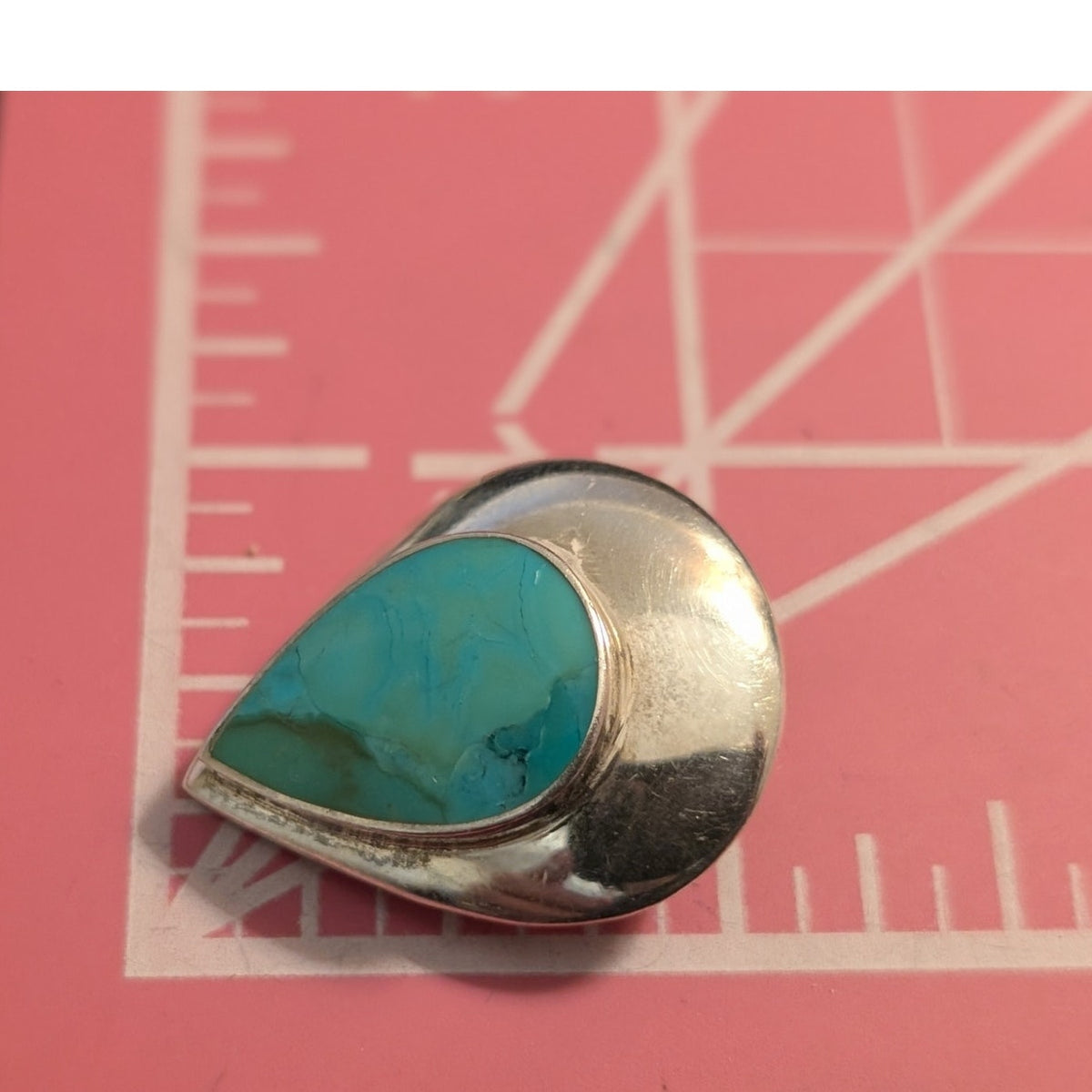 Vintage Turquoise Sterling Silver Teardrop Clip On Earrings