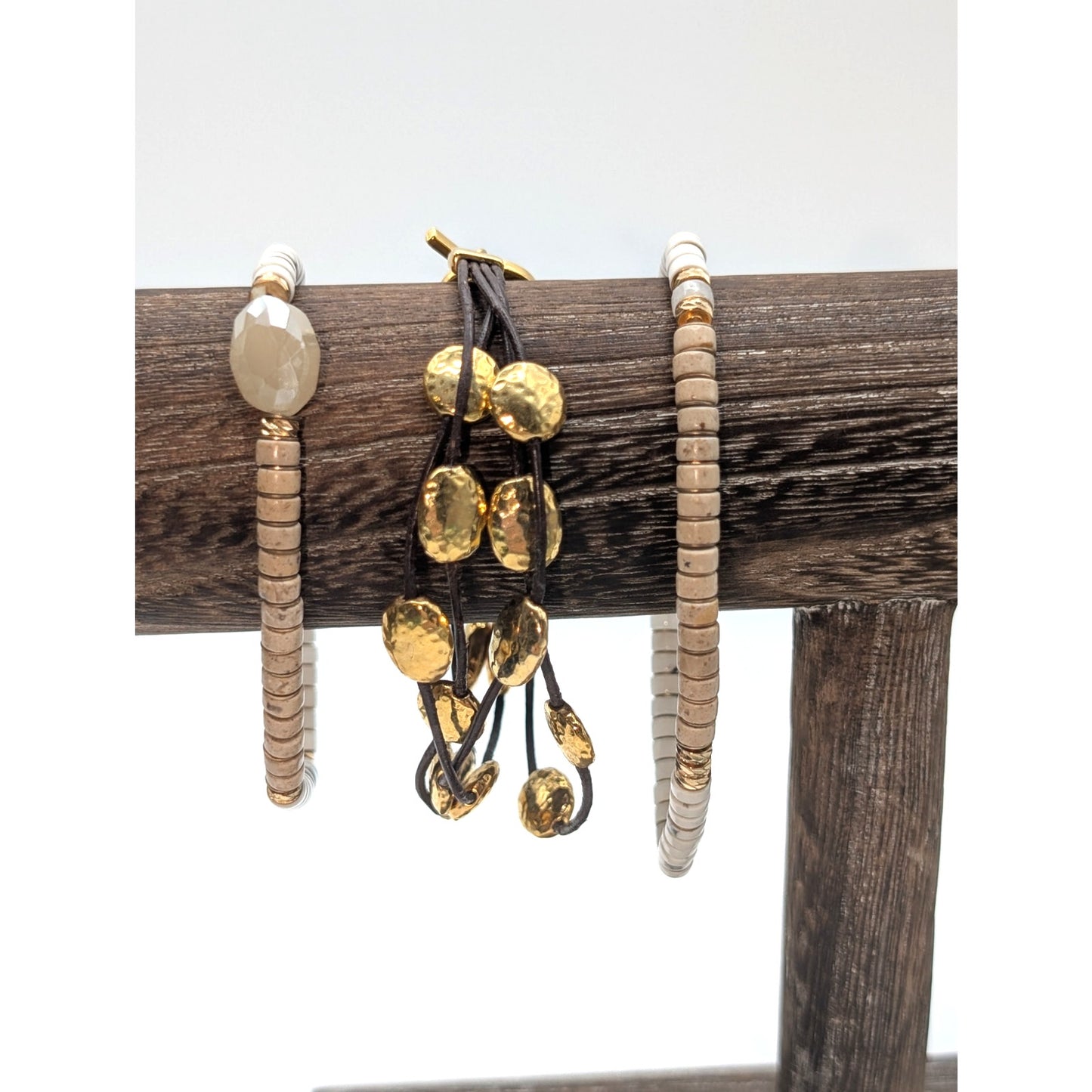 Lot of Three Gold Tone Coordinating Bracelets