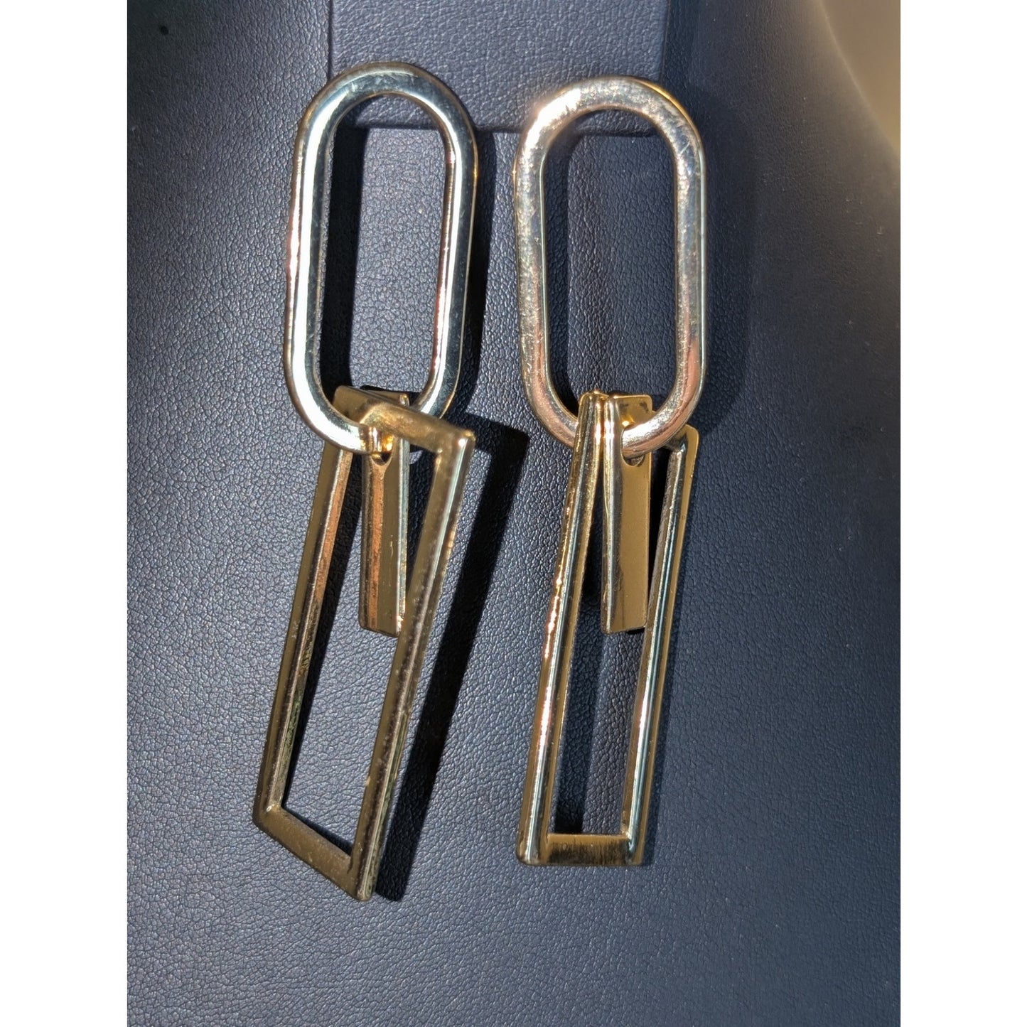 Two Pair Ribbon Bows Geometric Shapes Gold Tone Dangle Pierced Earring Lot