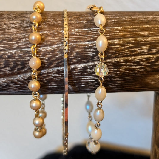 Lot of Three Vintage Gold Tone Chain Bracelets