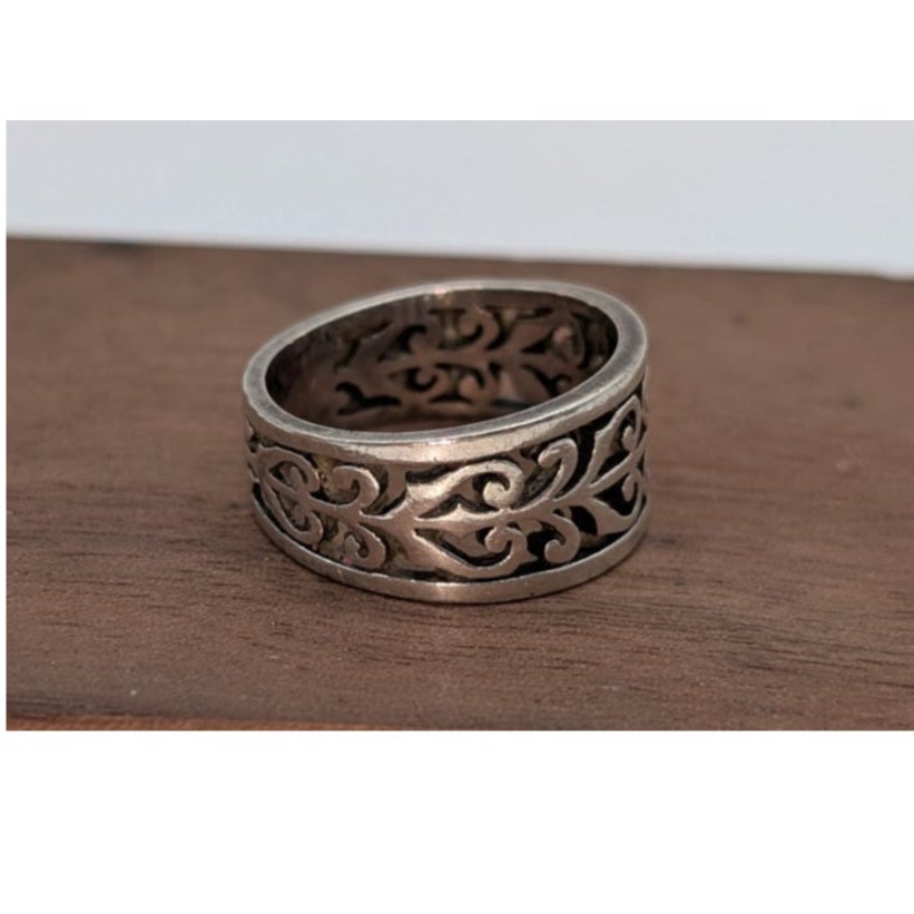 James Avery 925 Sterling Silver Adorned Open Scrollwork Band Ring Sz 6, 4.3g