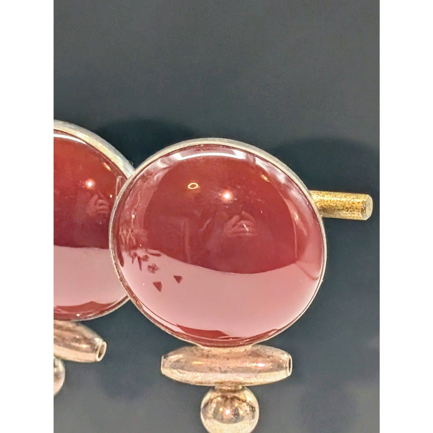Vintage Large Carnelian 925 Sterling Silver 1.47" x 1" Stud Earrings