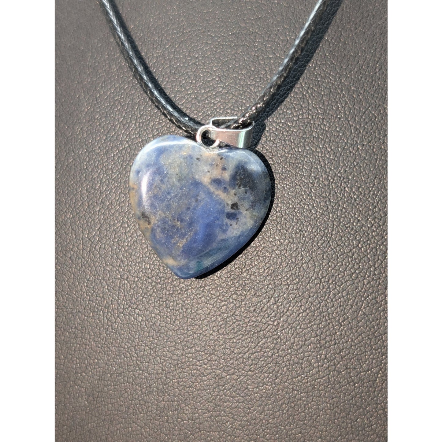 Blue Stone Heart Pendant Corded 17.75"-19" Necklace
