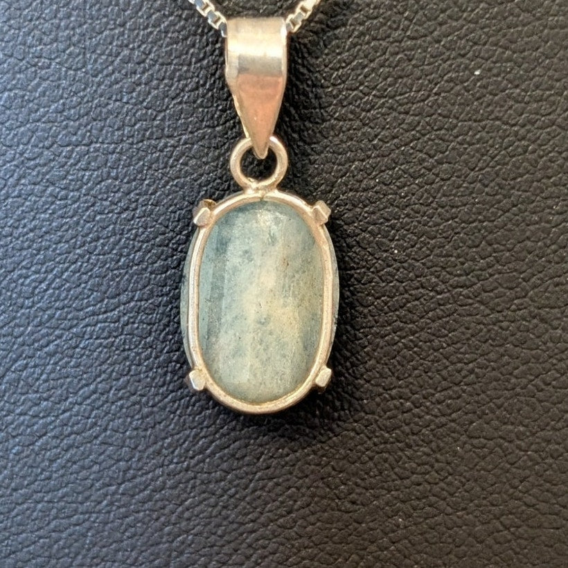 Vtg 925 Sterling Silver Natural Aquamarine March Birthstone Box Chain Necklace