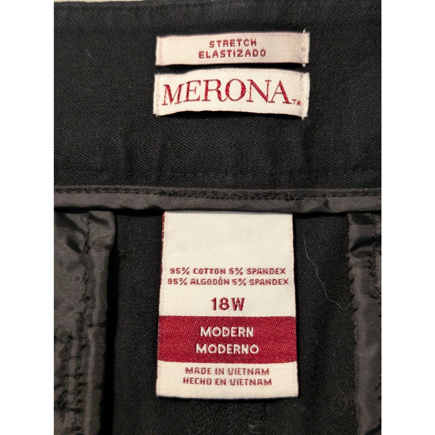 Merona Black Cotton Stretch Mid-Rise Ankle Pant Womens Size 18W