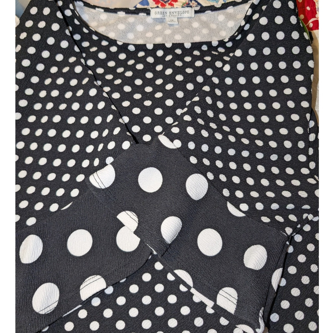 Lot of Six Black White Gray Polka Dot & Plain Color Tops