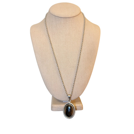 Vintage Barton Allen Ballou Sterling Chain W/ Taxco Silver Bezel Set Tigers Eye
