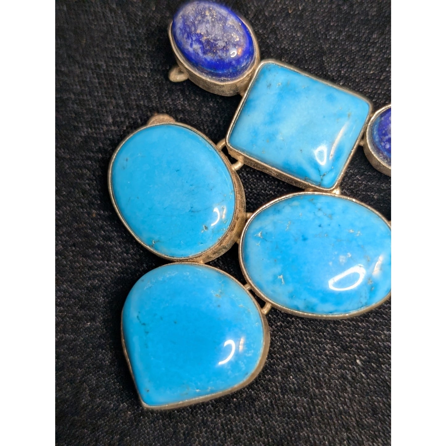 Turquoise Lapis Moonstone Broken Piece Off South Western Necklace For Repurpose