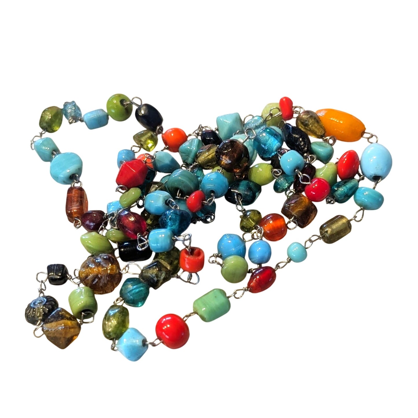Lot of Two Vintage Glass & Stone Bead Necklaces