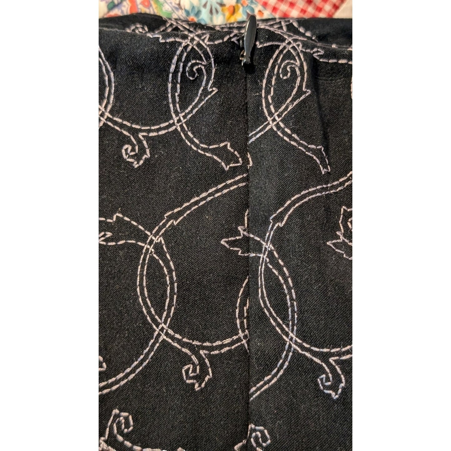 Talbots Black All Over Top Stitch Flat Front Side Stretch Zip Pant Womens Sz 10