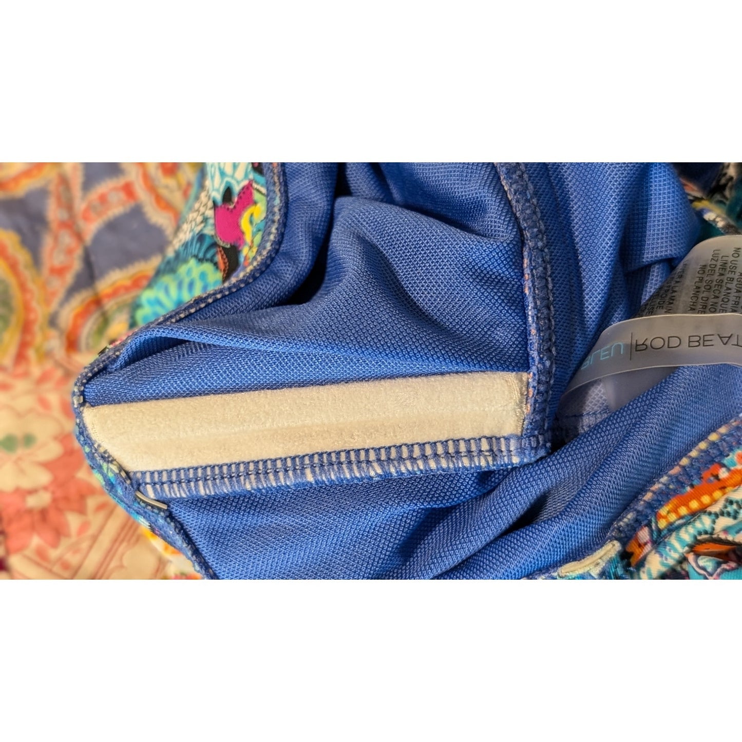 Bleu Rod Beattie Keyhole Paisley Blue Teal Multi Womens Bandeau Swim Suit Sz 8