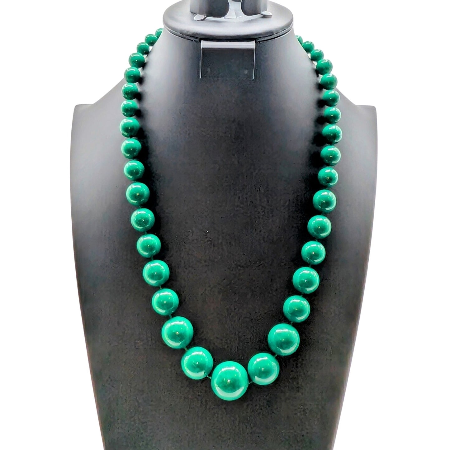 Vintage Graduated Green Acrylic Bead 24" Necklace