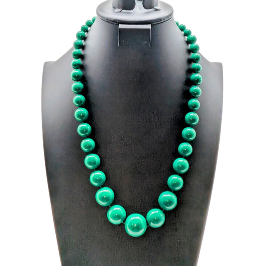 Vintage Graduated Green Acrylic Bead 24" Necklace