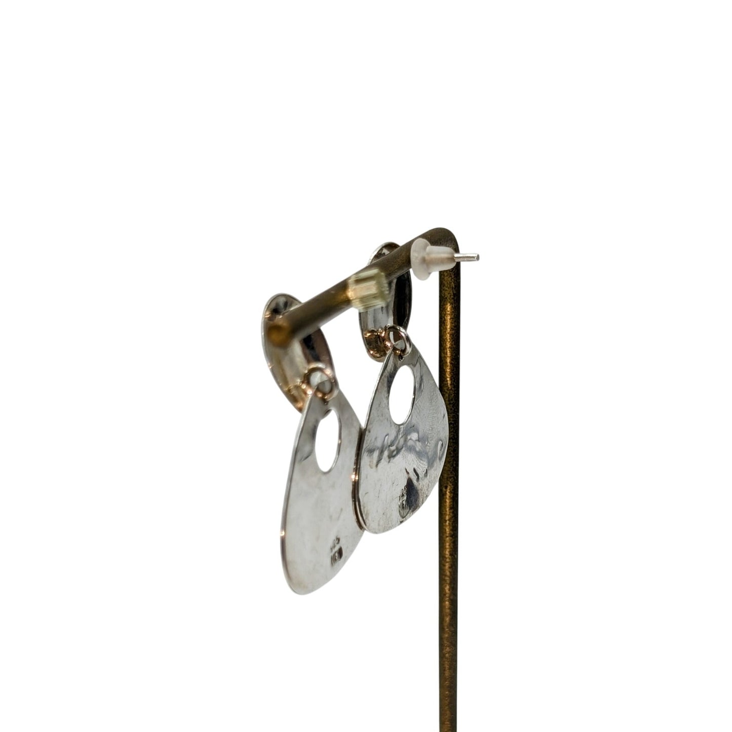 925 Sterling Silver Hammered Guitar Pick Doorknocker Earrings