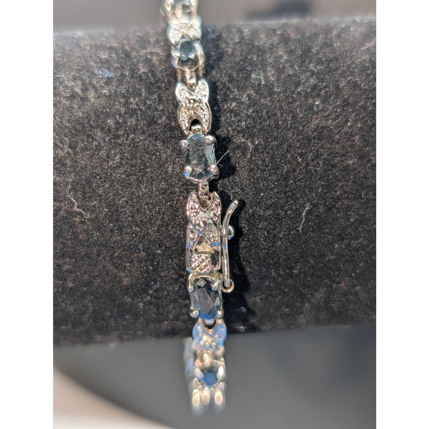 925 Sterling Silver Sapphire & Diamond Tennis Bracelet