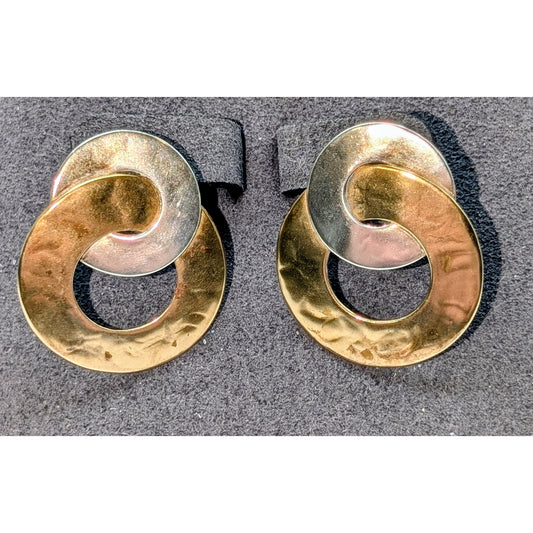 Marjorie Baer SF Two Tone Mixed Metal Intertwining Loop Post Earrings