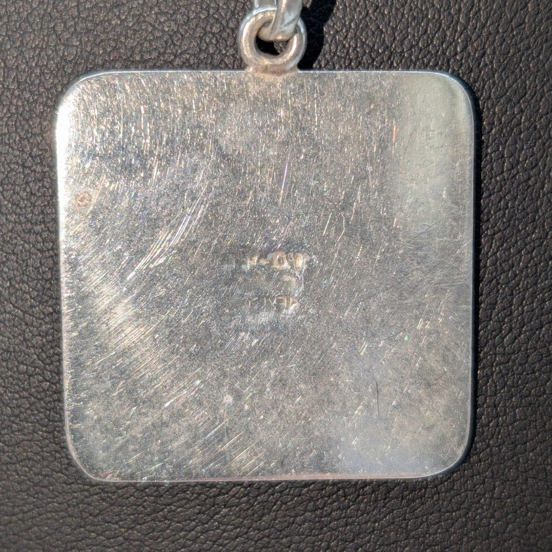 Vintage Mexico Sterling Silver Two Boys & A Girl Pendant Box Chain 18" Necklace