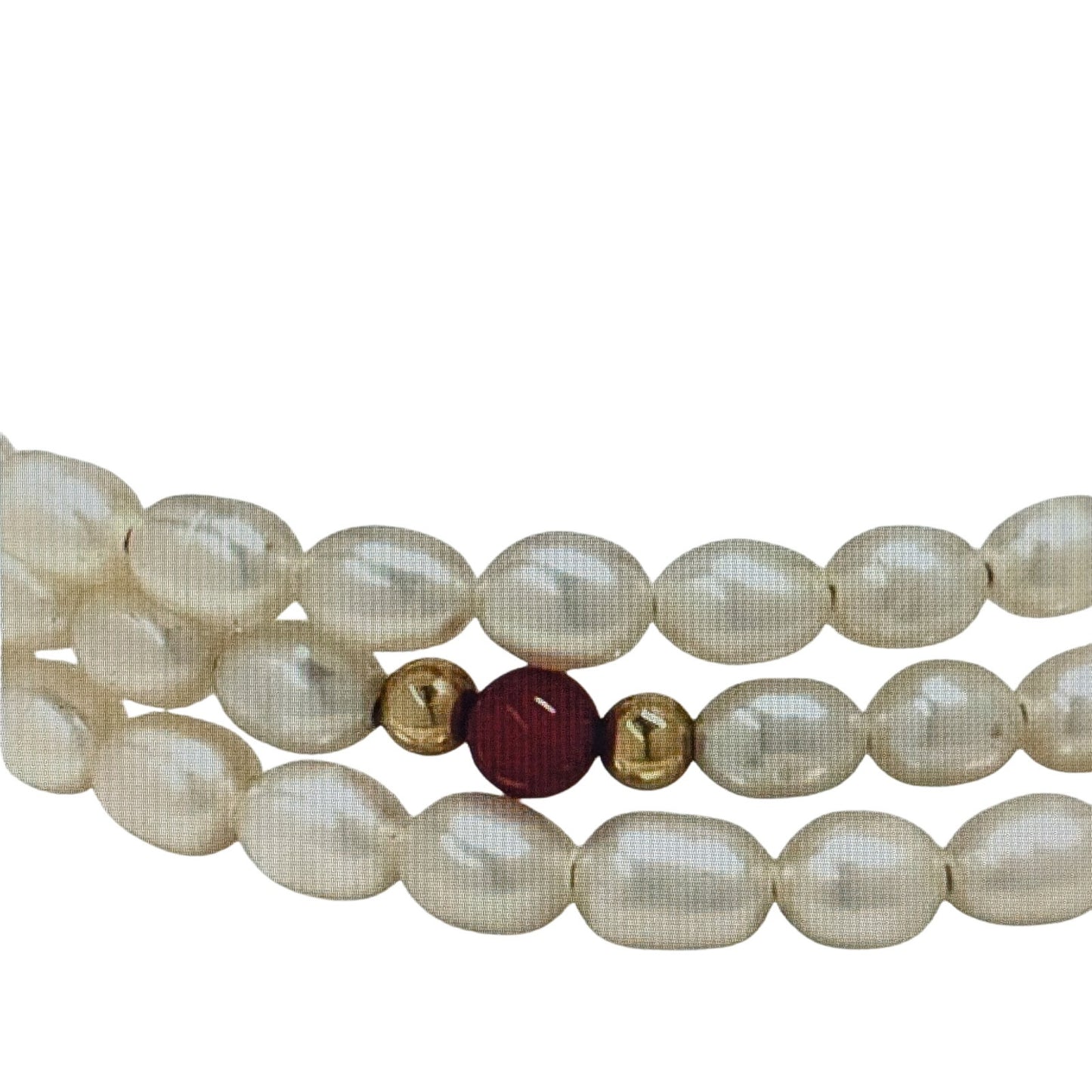 14K Gold Accent Carnelian Bead Cultured Freshwater Pearl Coiled Wire Bracelet