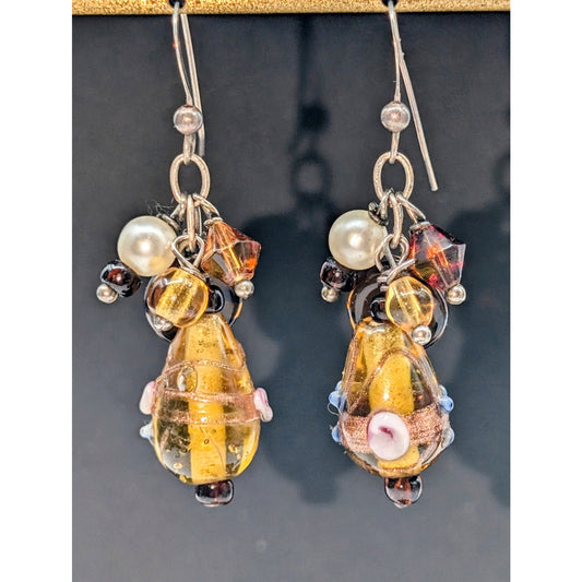 Murano Glass Multi-Dangle Bead Earrings