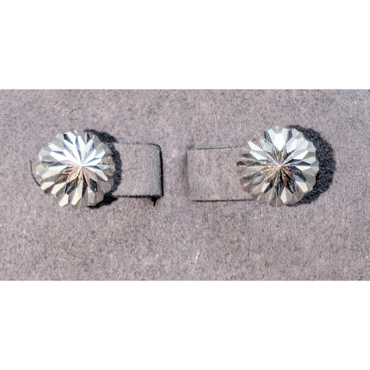 14k White Gold Diamond Cut Half Ball Stud Earrings Approx. 10mm
