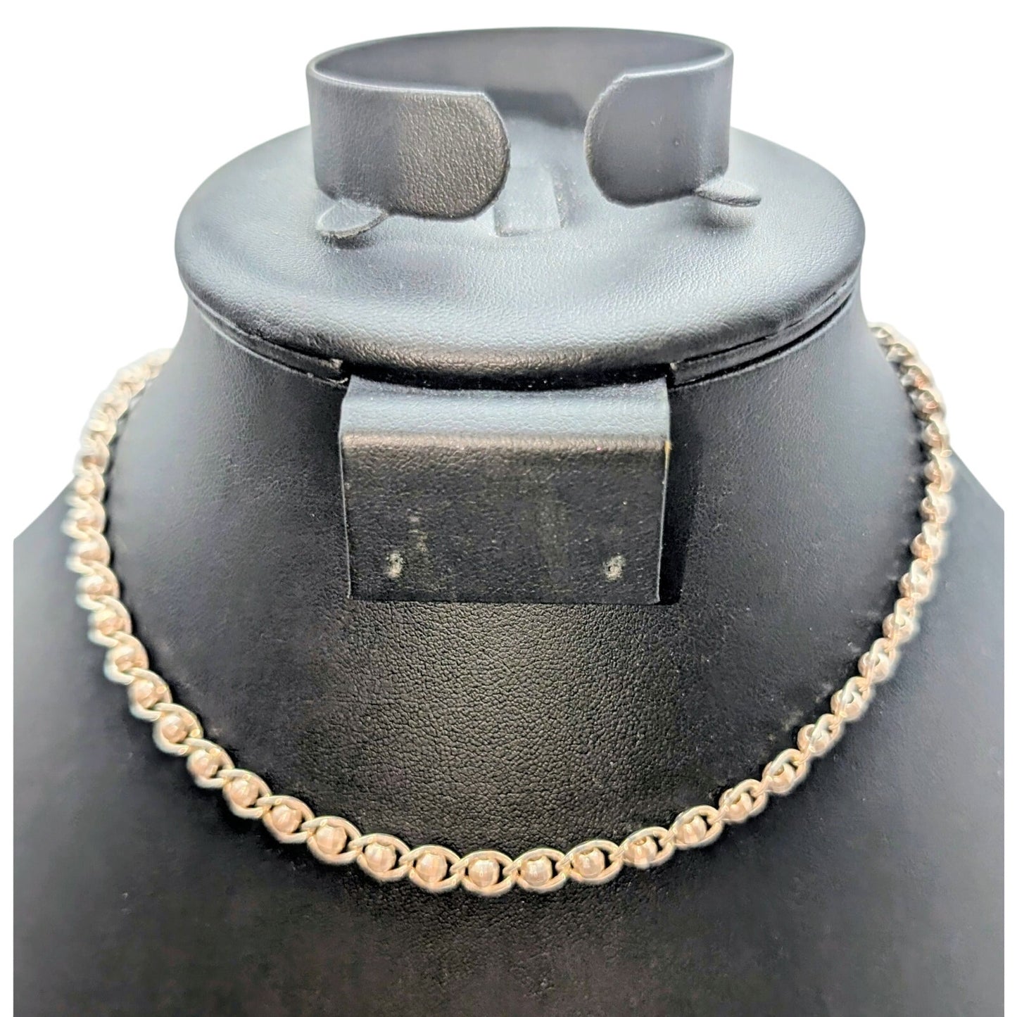 Vintage 925 Italy Sterling Silver Disco Ball Chain Link 15" Necklace 14.97g