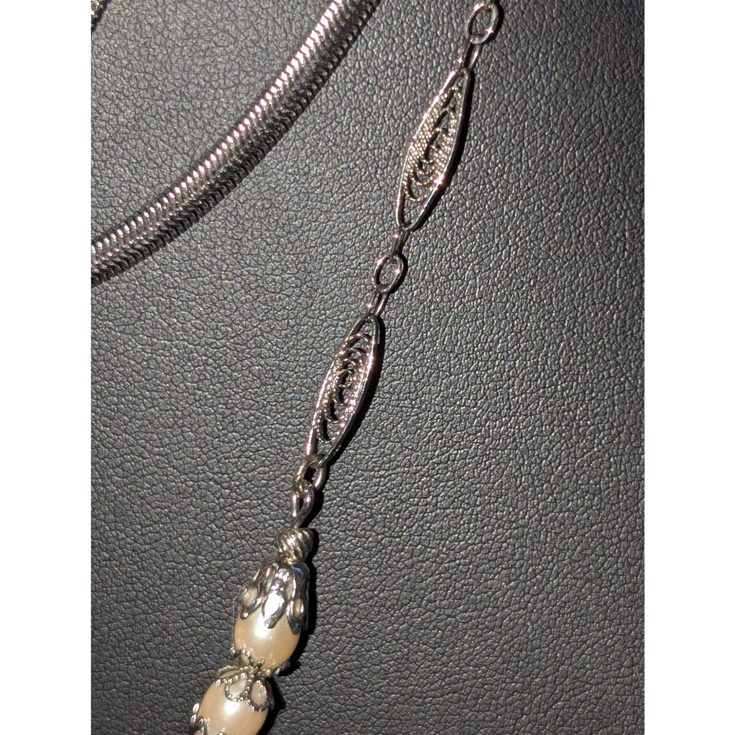 Lot of Three Silver Tone Necklaces --Avon & Unbranded