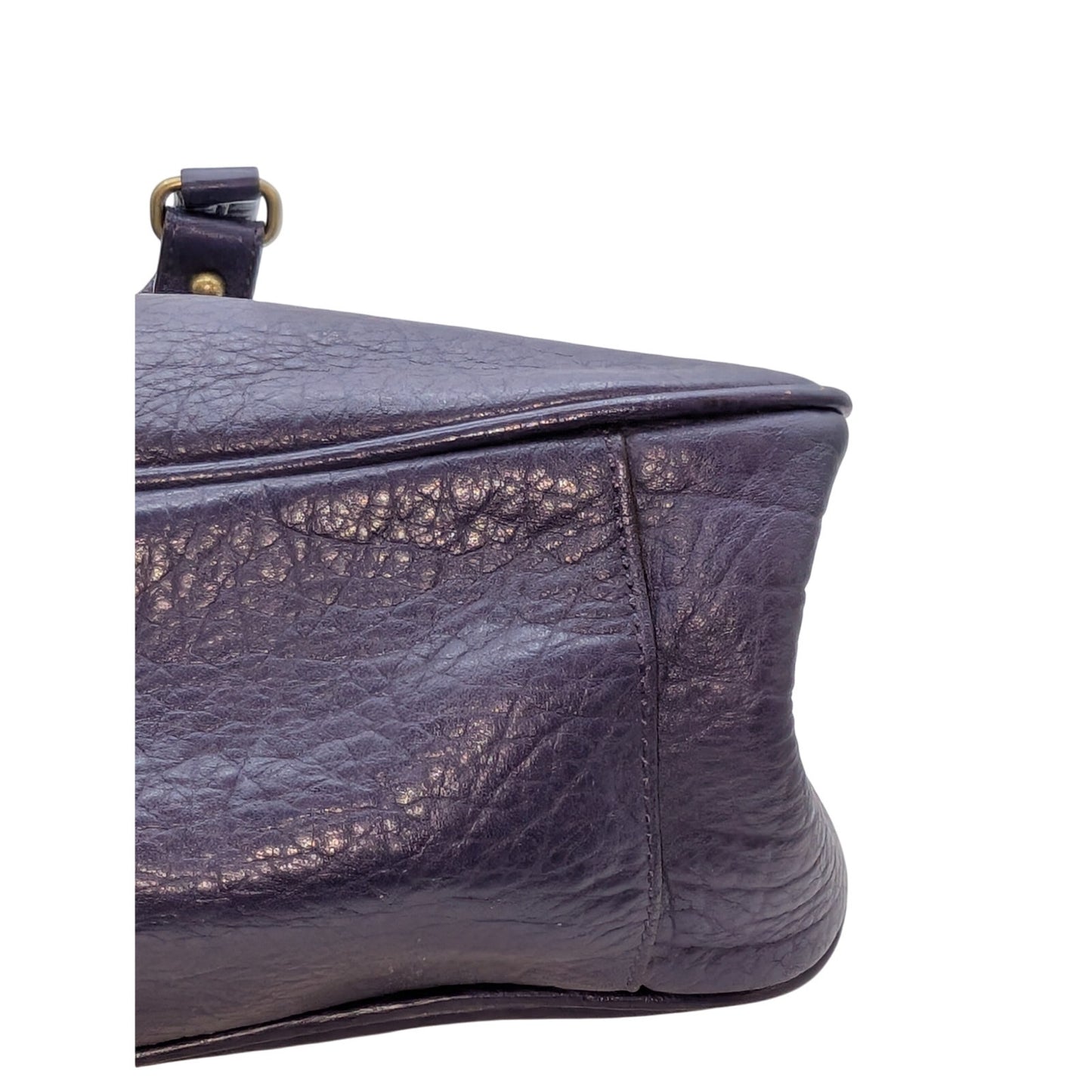 VTG Adrienne Vittadini Magnetic Purple Violet Tessa Pebble Leather Satchel