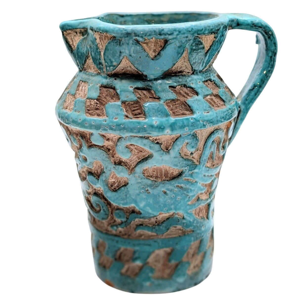 Vintage Turquoise Blue Italian Pottery Pitcher