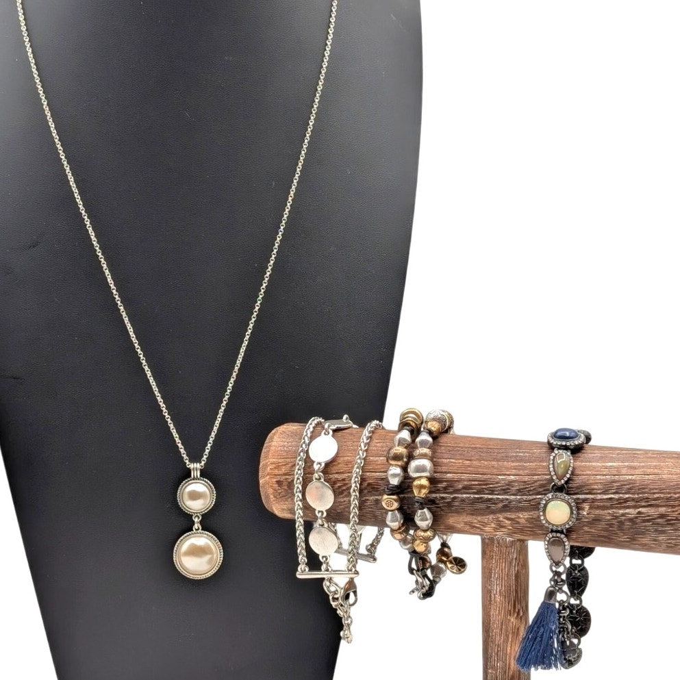 Lot of Three The Lucky Brand Bracelets and One The Lucky Brand Pendant Necklace
