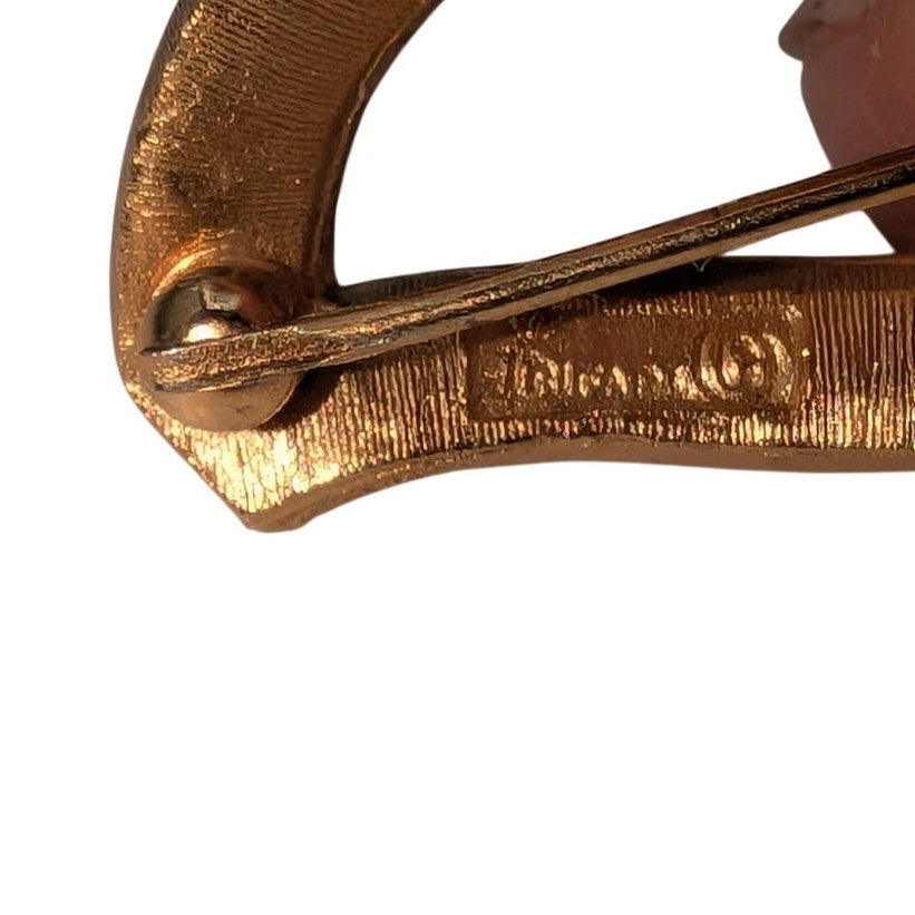 Vintage Crown Trifari Brushed Gold Tone Initial 'D' Brooch