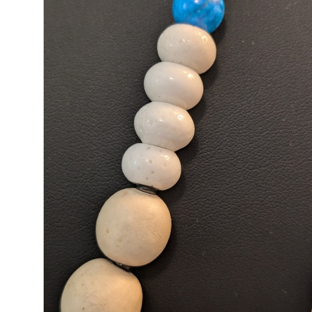 Blue Stone Agate Wood Pendant Boho Long 32"-34" Necklace
