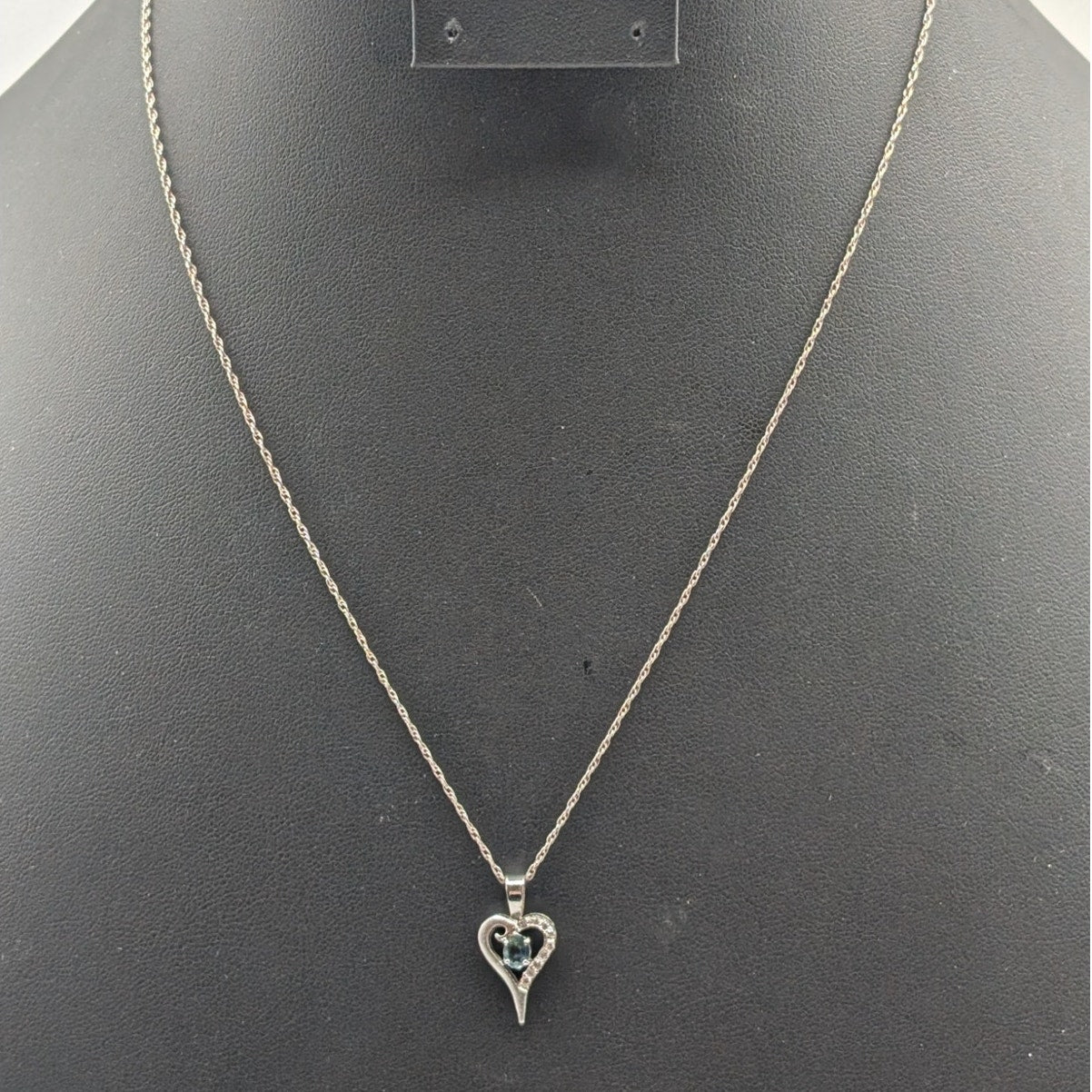 Vintage 925 Sterling Silver Mystic Topaz Stone CZ Heart Pendant Chain Necklace