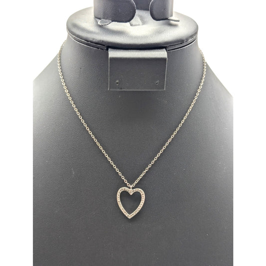 Vintage Sterling Marcasite Open Heart 15" Chain Necklace